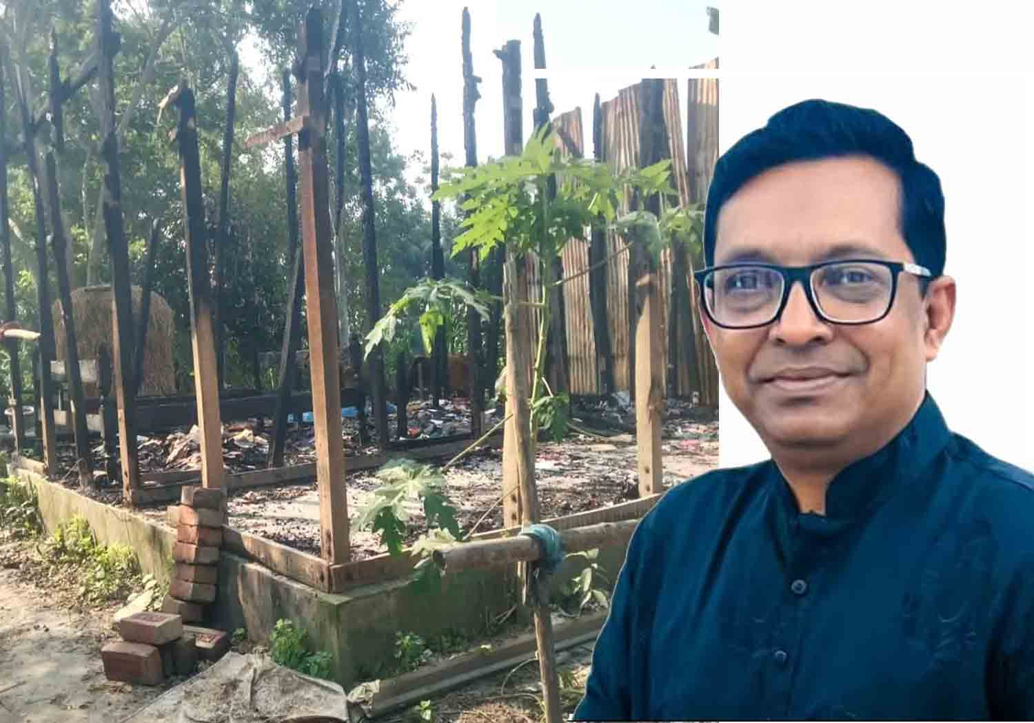 আগুনে পোড়া ঘরের মালিক কে নতুন স্বপ্ন বাস্তবায়ন করলেন লুটুল ভুঁইয়া