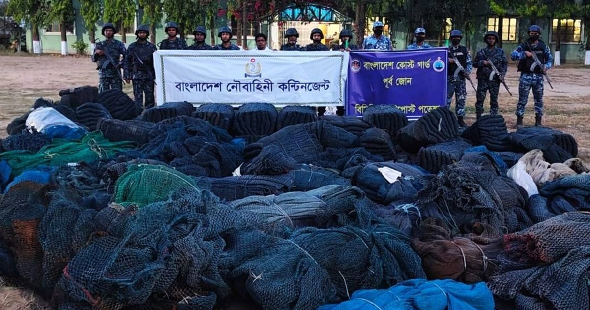 কর্ণফুলীতে ৩১২ কোটি টাকার অবৈধ জাল জব্দ