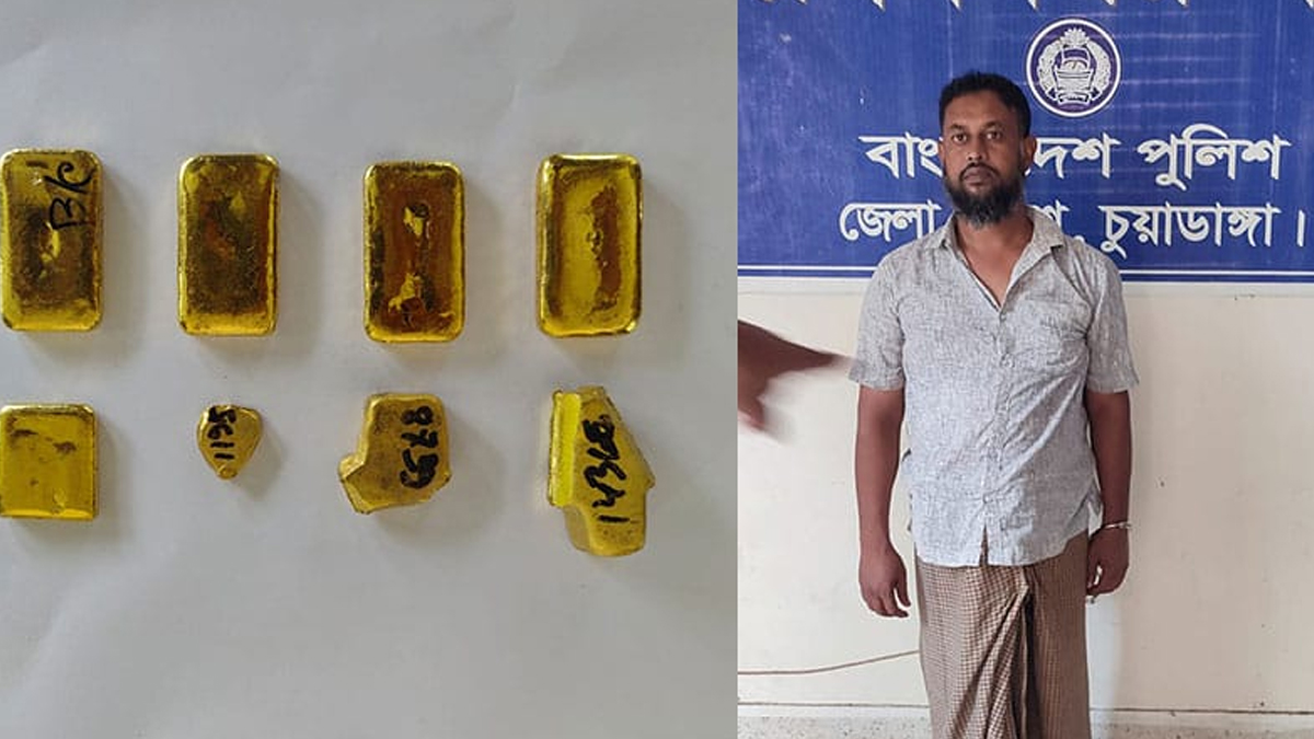 চুয়াডাঙ্গার জীবননগর সীমান্তে বিজিবির অভিযানে স্বর্ণের বারসহ পাচারকারী আটক