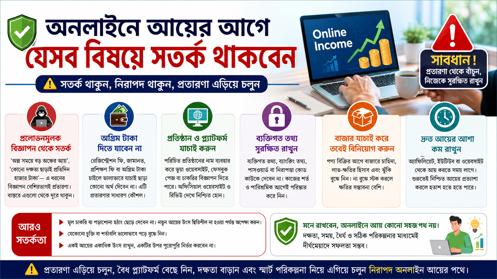 অনলাইনে আয়ের আগে যেসব বিষয়ে সতর্ক থাকবেন